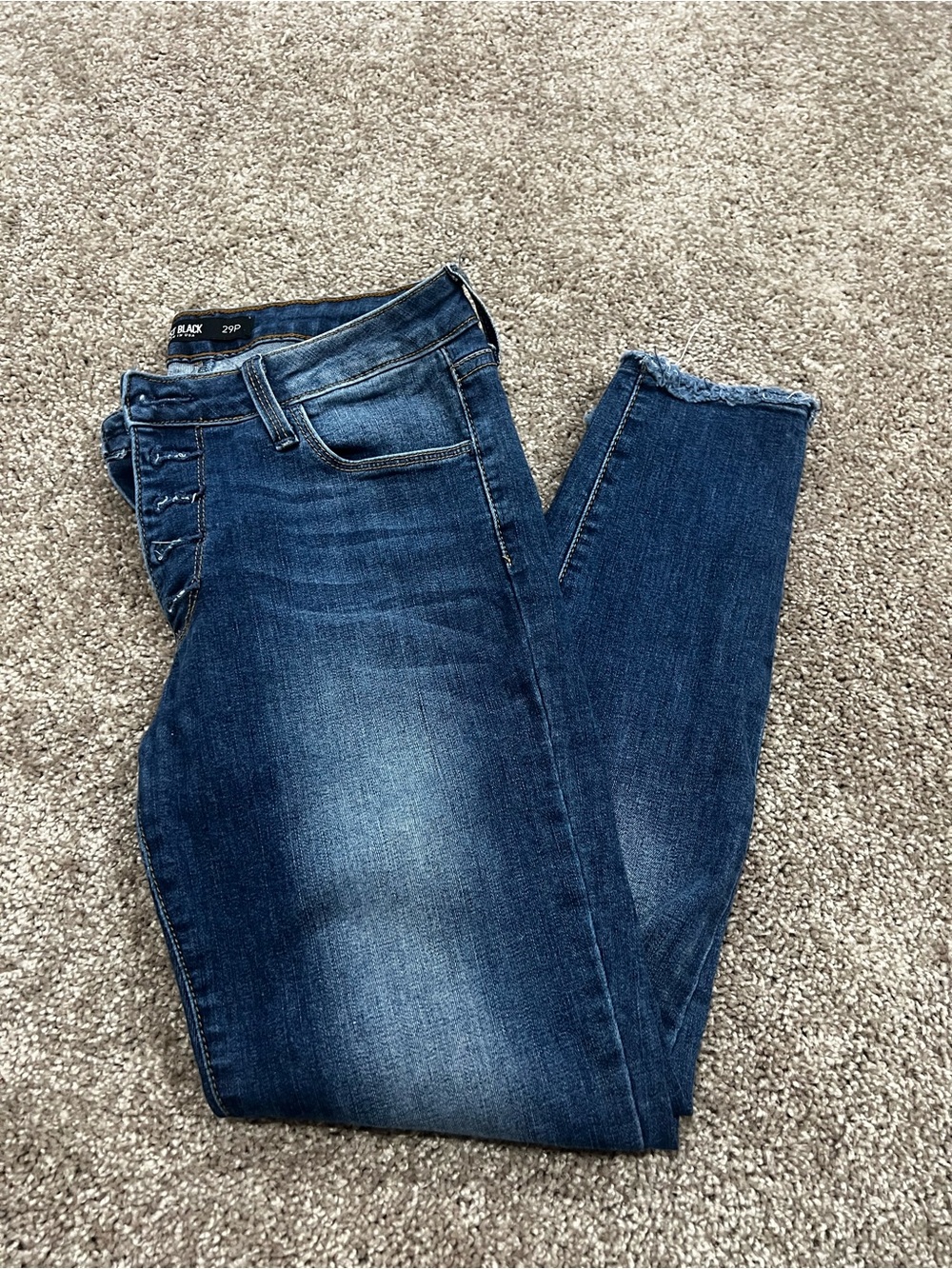 Just Black Dark Blue Frayed Hem Ankle Skinny Jeans